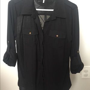 Black sheer dress shirt.